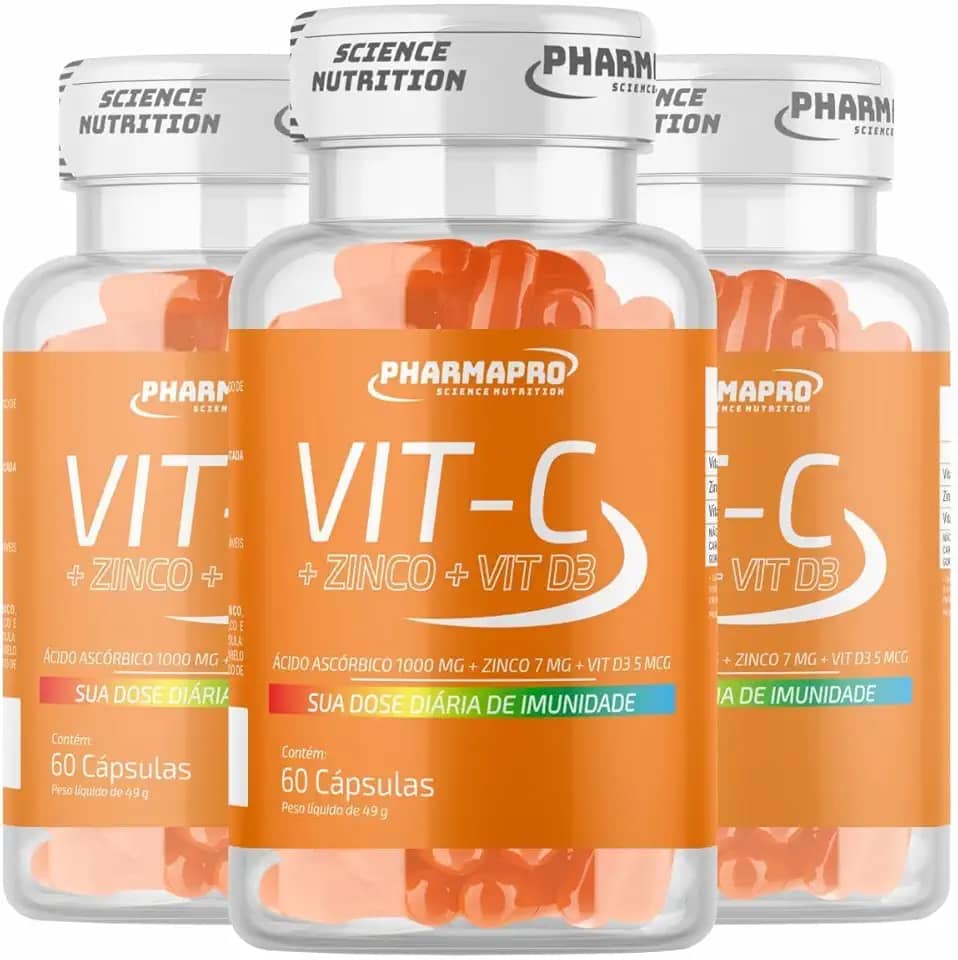Kit 3x Vitamina C 1000mg e D3 Com Zinco Pura Pote 60 Capsulas imunidade 30 Doses Importado Original