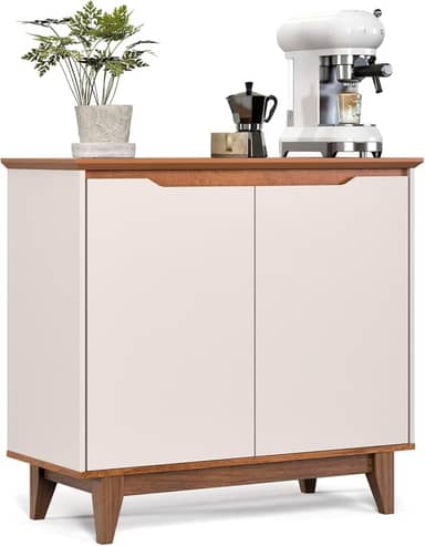 Aparador De Cozinha Balcão Sala Jantar Buffet Flow 2 Portas Organizador (OFF WHITE/FREIJÓ)