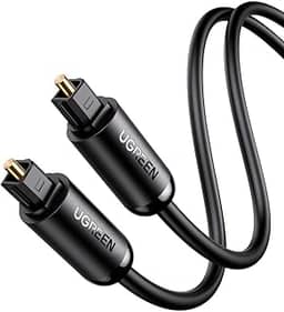 UGREEN Cabo óptico de áudio Toslink Cabo Adaptador de Áudio Óptico Macho para Macho Compatível com PS4, VD/CD player, Blu-ray players, Console de jogos (1M)