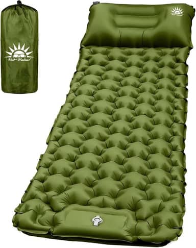 Colchonete Camping Colchão Inflável Solteiro, Praticidade e Conforto,Acampamento Acessorios,198x67x6cm (Verde)