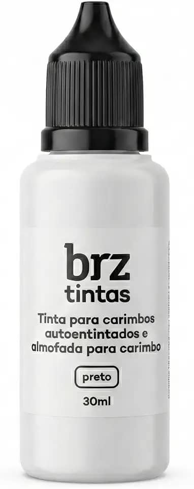 Tinta para Carimbo 30ml [Preta] – Secagem Rápida & Alto Rendimento | Compatível com Carimbos Automáticos e Almofadas (Nykon, Trodat, Colop) – Fórmula à Base de Água sem Óleo – BRZ Office