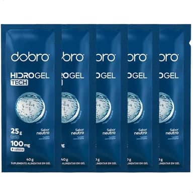 Combo 5x Hidrogel Tech Com Cafeína (100mg) 40g – Suplemento em Gel Sabor Neutro Tecnologia Hidrogel – Energia e Foco para Corrida e Ciclismo (Vegano)