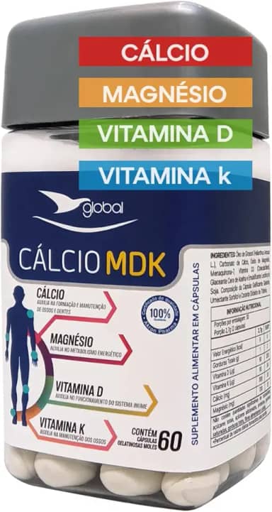 Cálcio MDK Global Suplementos 60 Cápsulas