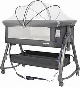 Berço Portátil Moises Co-bed Com Balanço Mosquiteiro e Cesto Cinza - KaBaby