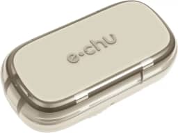 Cortador de comprimidos portátil com lâminas de aço inoxidável e compartimento de armazenamento, metades/terço/quarto, divisor para uso diário e viagens (branco cremoso)