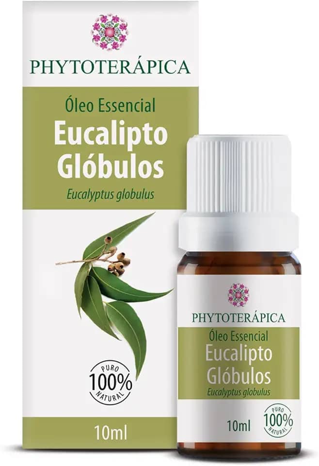 PHYTOTERAPICA- Óleo Essencial Eucalipto Globulus - Para Difusor, Massagem e Aromaterapia - Estimula a mente, renova energia, ativa concentração e foco - 100% Puro e Natural -Herbal e refrescante, 10ml