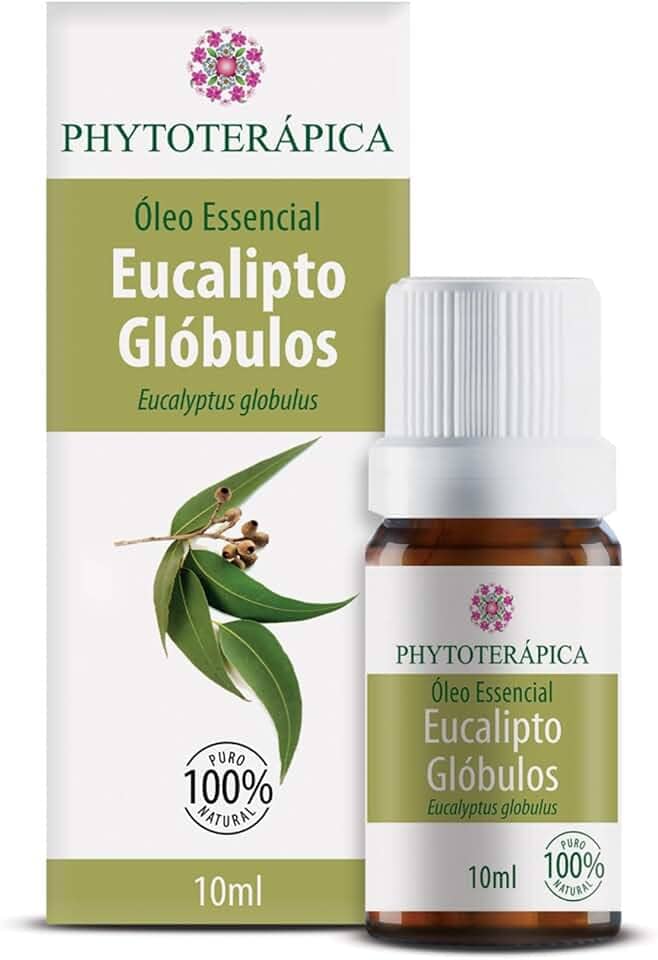 PHYTOTERAPICA- Óleo Essencial Eucalipto Globulus - Para Difusor, Massagem e Aromaterapia - Estimula a mente, renova energia, ativa concentração e foco - 100% Puro e Natural -Herbal e refrescante, 10ml