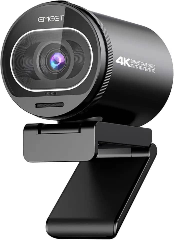 EMEET Webcam 4K para PC, webcam S600 com sensor Sony, 2 microfones de redução de ruído, FOV de 65° a 88°, foco automático TOF, capa de privacidade rotativa integrada, 1080p a 60FPS, ideal para