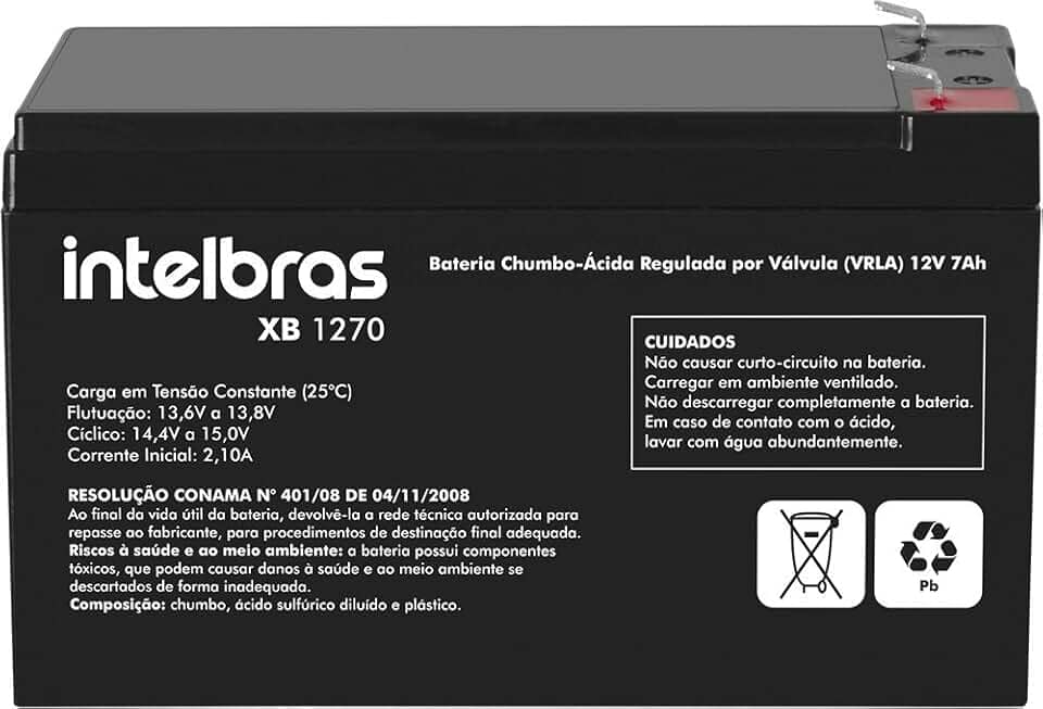 Bateria Selada VRLA 12V 7AH XB 1270 Preto Intelbras