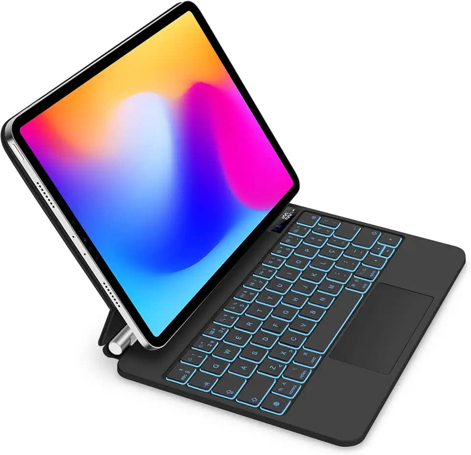 BETTDOW Capa com Teclado e Trackpad para iPad Pro de 11 polegadas (4ª/3ª/2ª/1ª) geração 2022 e Air 6ª e 11 polegadas (M2, 2024) e iPad Air 5ª/4ª geração de 10,9 polegadas,Teclado com LCD DisplayPreto