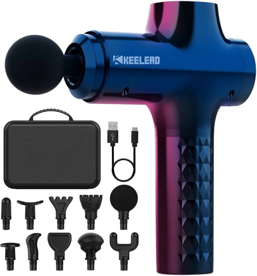 Pistola Massageadora Muscular Profissional Fisioterapia, Massageador Elétrico com 10 cabeças