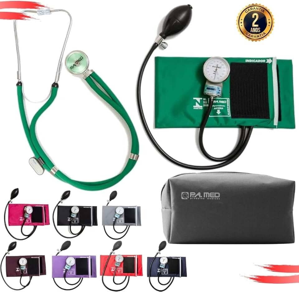 Aparelho Pressão Esfigmomanômetro Aneroide + Estetoscópio Rappaport Duplo P.A. Med
