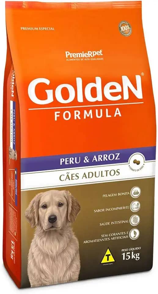 Ração Fórmula Golden para Cães Adultos Sabor Peru e Arroz 15kg Premier Pet Para Todas Grande Adulto,