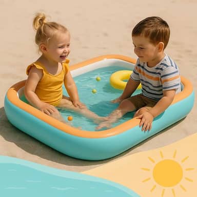 Piscina Infantil 220L quadrada Inflável comporta Àgua ou Bolinhas Super Resistente