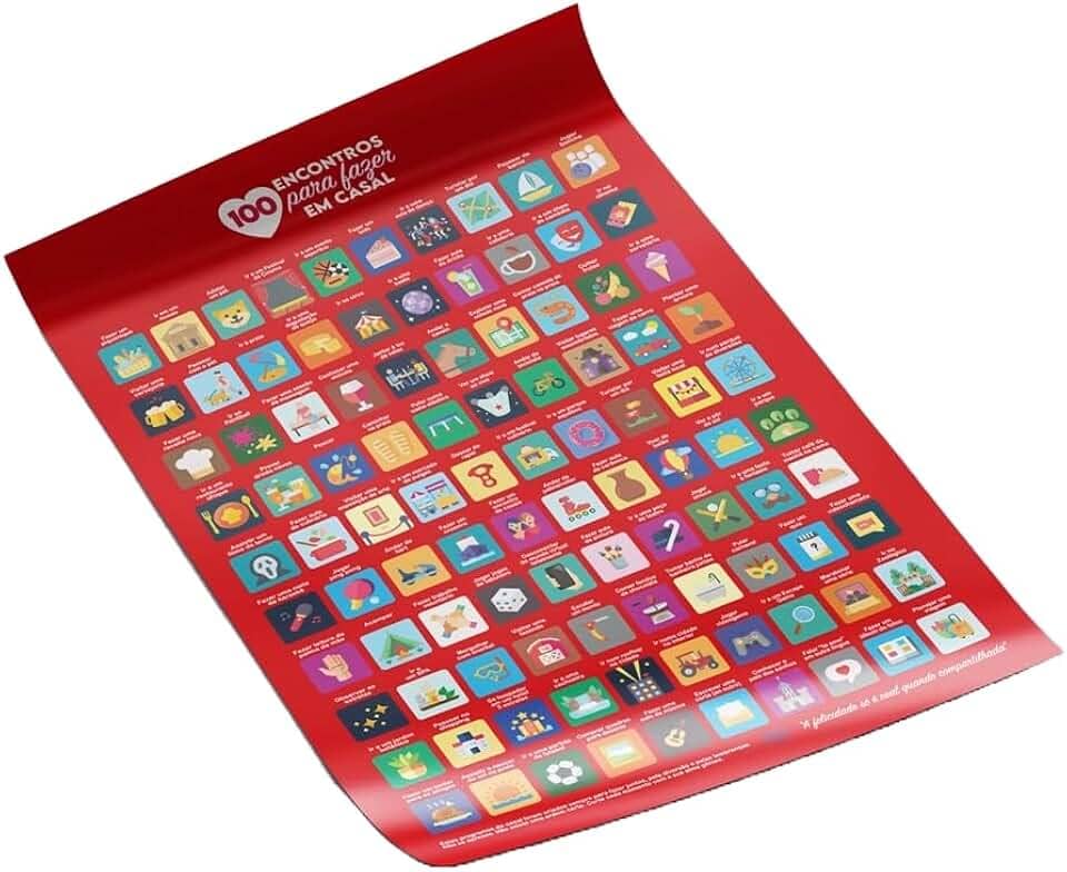 Pôster Raspadinha 100 Encontros para Casal - Presente Namorado