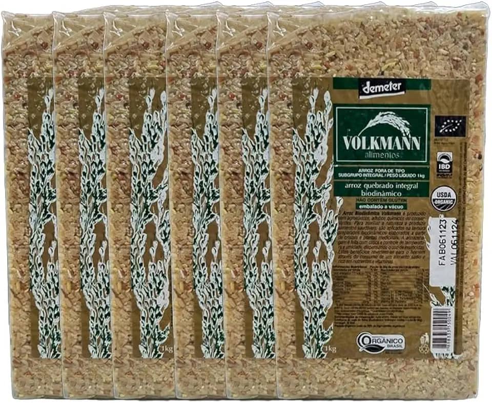 Kit 6X: Arroz Quebrado Integral Orgânico Biodinâmico Demeter Volkmann 1kg