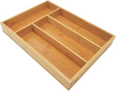 Porta Talher de Bambu p/ Gaveta c/ 4 Divisórias 33x22x3 cm Ref. CX081 - Casita