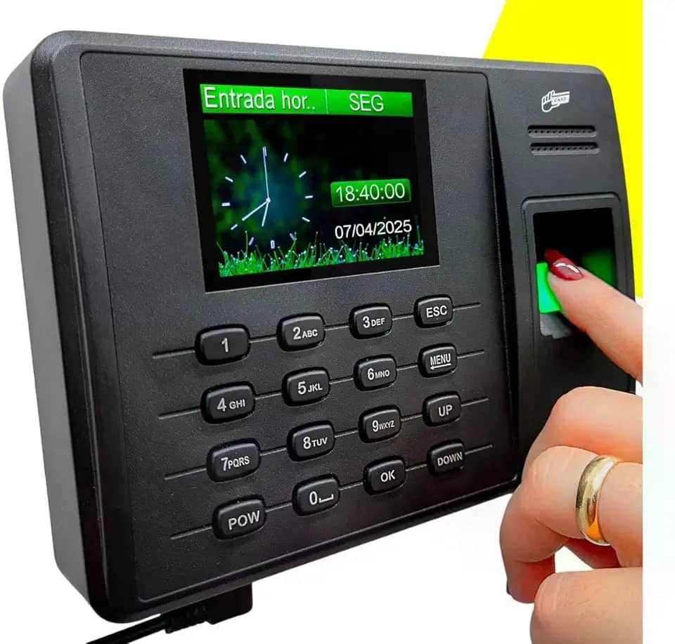 Relógio de Ponto Biométrico Digital KP-1028, Display LCD 2.4 Polegadas, Cartão ID Proximidade, Bivolt, USB, 1000 Impressões Digitais