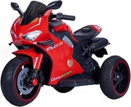 Moto Elétrica Infantil Super Moto 3 Rodas Vermelha com Som e Luz Frente e Ré