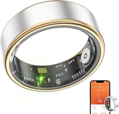 Smart Ring Health Fitness Tracker, Tamanho Único Com Kit De Dimensionamento, Rastreador Atividades E Sono/Estresse/Monitor Frequência Cardíaca, À Prova D'Água Para Homens/Mulheres, Sem Assin