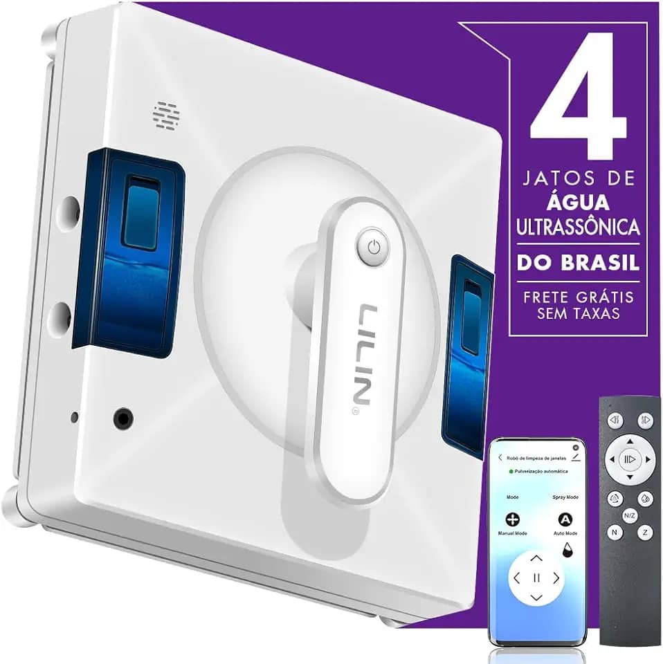 Lilin YW509 Robô de Limpeza de Janelas com Quatro Bicos Ultrassônicos, Bivolt, Design Compacto, Sistema de proteção multinível, Planejamento inteligente de caminho, 3 modos de limpeza, Do Brasil