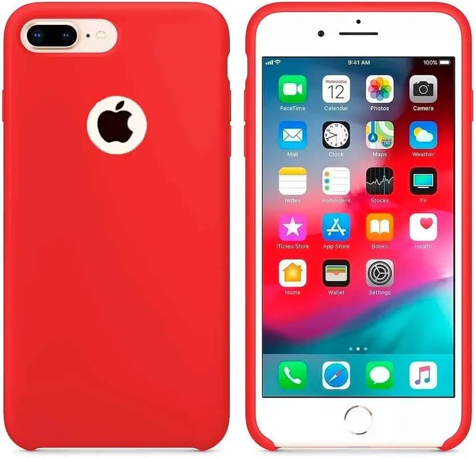 Case Capa Capinha Silicone Aveludado pra iPhone 7 Plus e 8 Plus Vermelho