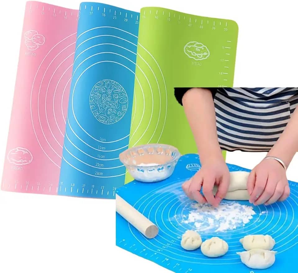 Kit 2 Tapete Culinário 50x40 de Silicone de Forno Ideal para Preparar Paes, Roscas, Pão de Queijo ou Forrar Formas Antiaderente Cozinha Reutilizável Cor Variavel Premium