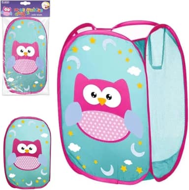 CESTO DOBRÁVEL INFANTIL ORGANIZADOR QUARTO BRINQUEDO CORUJA