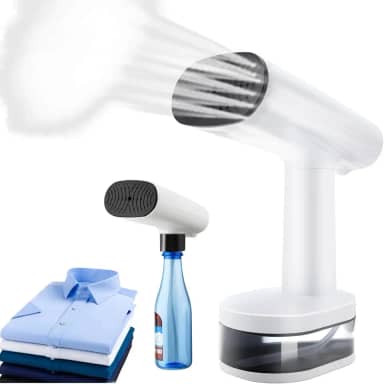 Vaporizador de roupas portáteis, Com adaptador para garrafa externa, Ajuste de três velocidades, Visor LED, Tanque de água de 370 ml, Com escova, Adequado para todos os tecidos de roupas (220V)