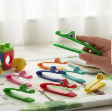 Pinça infantil Jacaré Fortalece e Desenvolve a Coordenação motora fina e movimento (5 UNIDADES)
