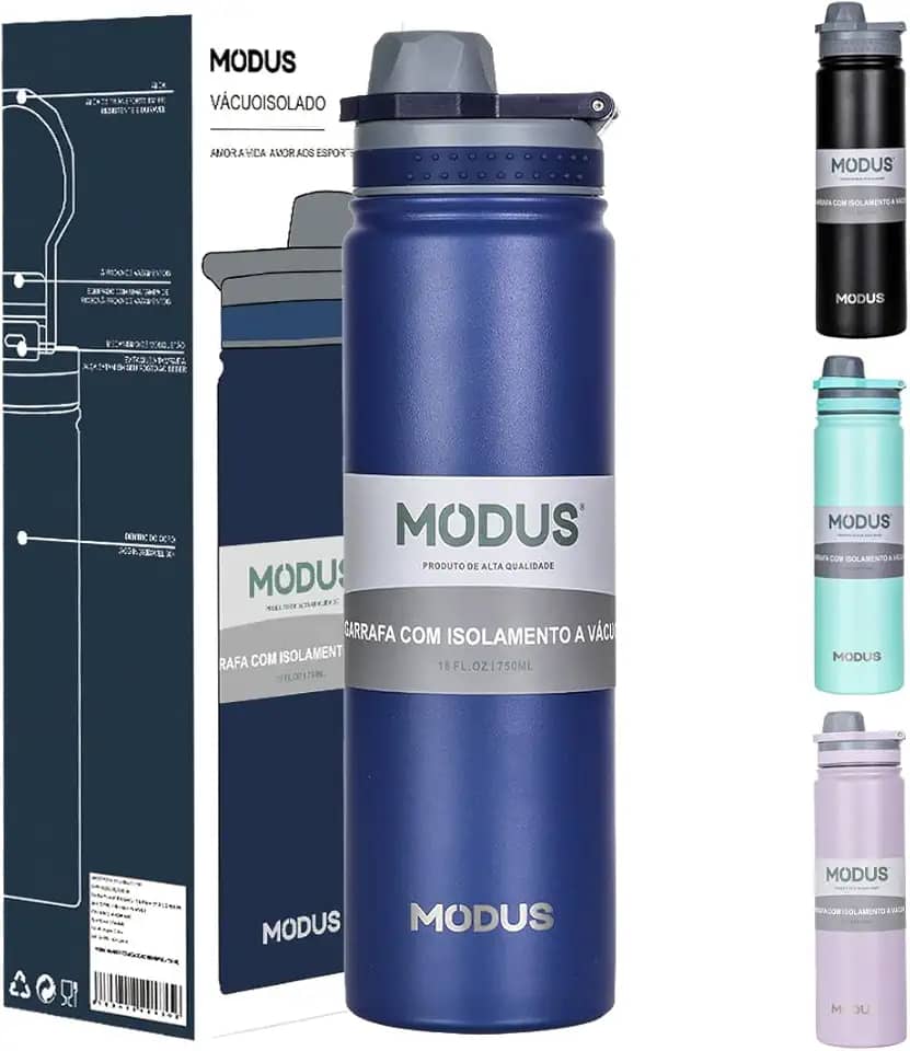 Garrafa Térmica - 750ml, Parede Dupla de Isolamento 24horas Gelado, Tampa Rosca De Segurança, Anti Vazamento, BPA Free (Azul)