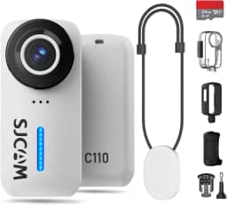 SJCAM Câmera de ação de polegar 4K, tamanho pequeno, suporte em qualquer lugar, mini câmera veicular megnética, câmera de vlogging portátil, gravação POV viva-voz, câmera de capacete para ciclismo