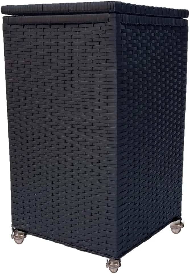 Cesto de Roupas 40x40x70 com Rodinhas 100 Litros Fibra Sintética (Preto)