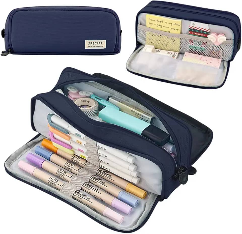 Estojo para lápis Grande capacidade Bolsa para lápis Bolso com zíper para escola Armazenamento doméstico Bolso multicamadas Organizador de escritório Presente para homens, mulheres, criança