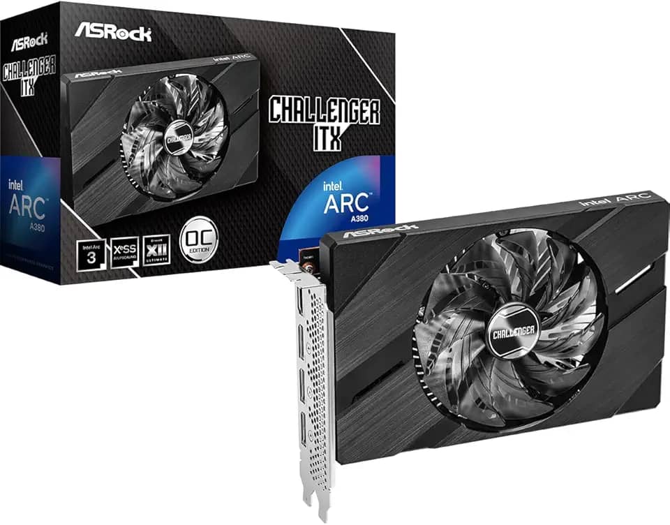 Placa de Vídeo ASRock Arc A380 Challenger ITX OC, 6GB, GDDR6, 96-Bit, Preto