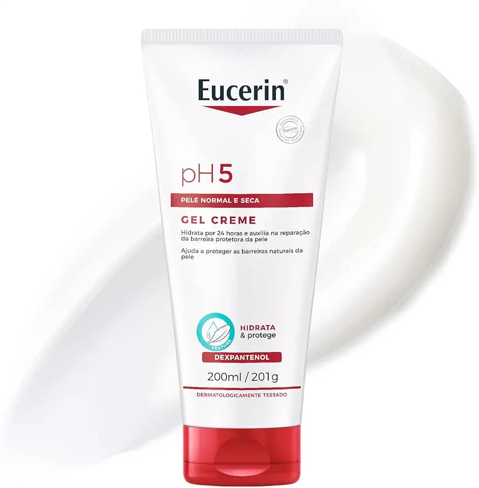 EUCERIN Gel Creme Hidratante Corporal pH5 200ml, Textura Ultraleve, Dexpantenol, Hidratação Diária, Pele Sensível e Seca