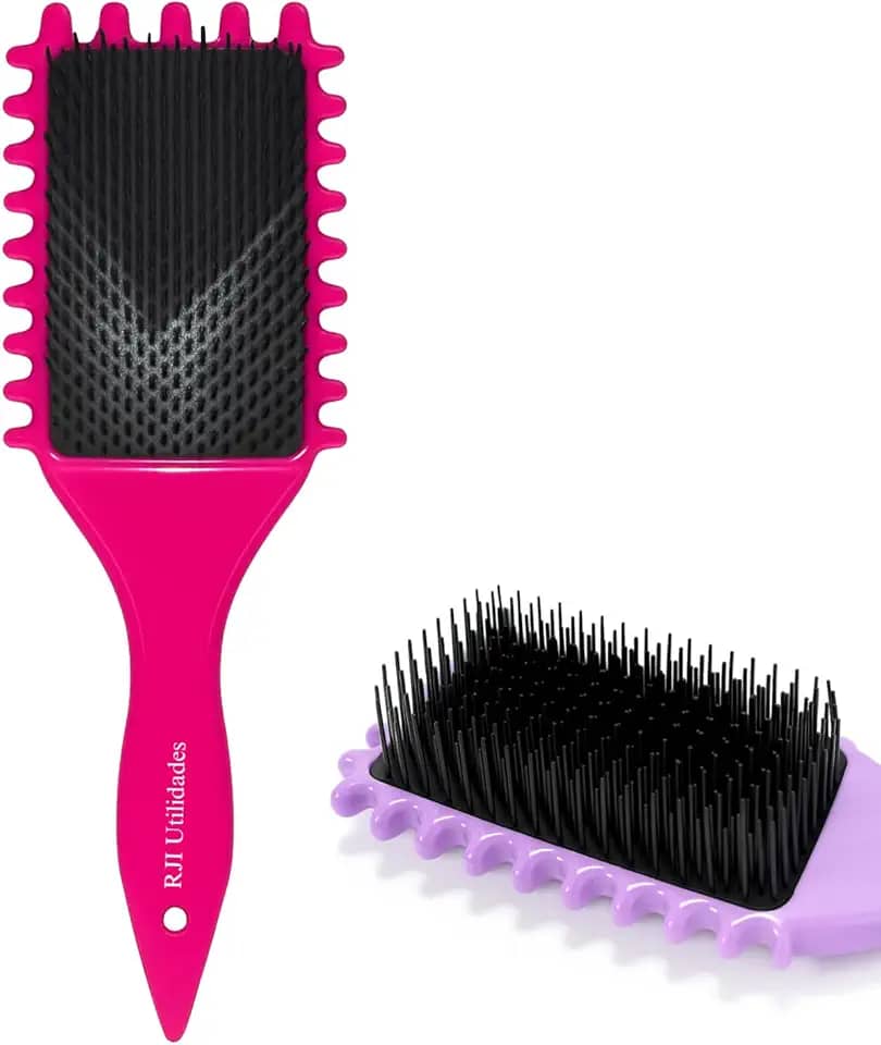 Escova Cabelo Fitagem Cachos Ondulado Finalização Profissional Raquete Wave Mechas - RJI Utilidades