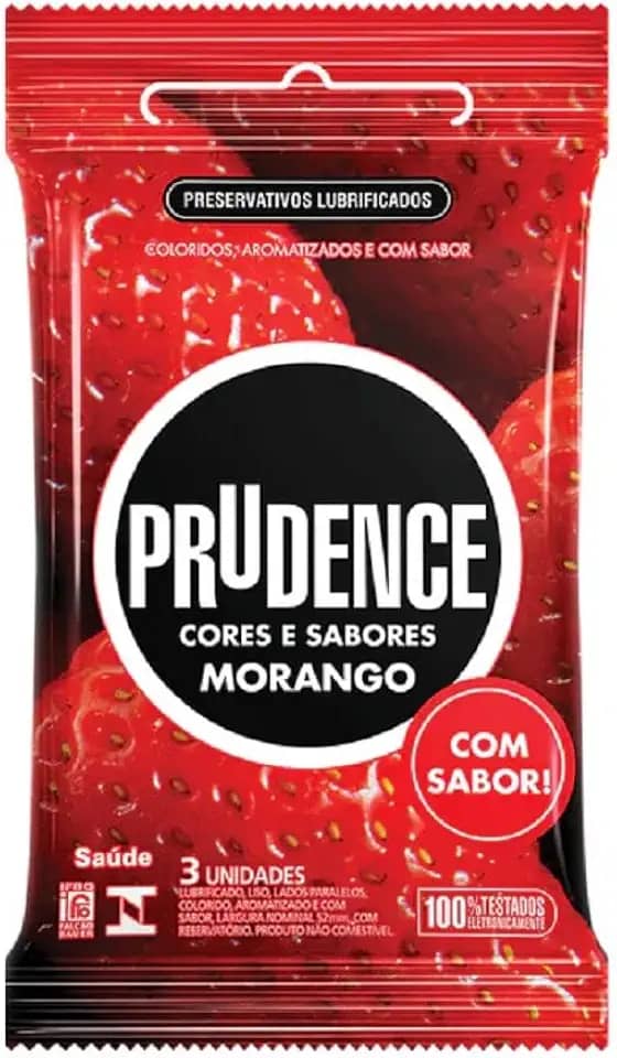 Prudence Preservativo Cores E Sabores Morango 3 Unidades