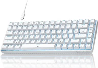 Teclado para jogos TMKB T84SE, teclado mecânico para jogos 75% com interruptor vermelho linear, retroiluminação LED azul gelo, USB-C destacável, anti-fantasma completo para jogos/digitação/PC/laptop