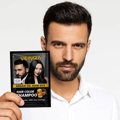 Shampoo Tonalizante Profissional Veinira Preto e Castanho Brilhante Resultado de Salão 1 Sachê (Preto Natural)