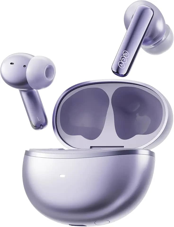Fones de Ouvido Sem Fio QCY MeloBuds N70, Bluetooth 6.0,Intra Auricular,à Prova D'água IPX5,50 h de Bateria,Com Microfone Embutido,leves e Confortáveis para Corrida/Academia,Preto (Roxo)