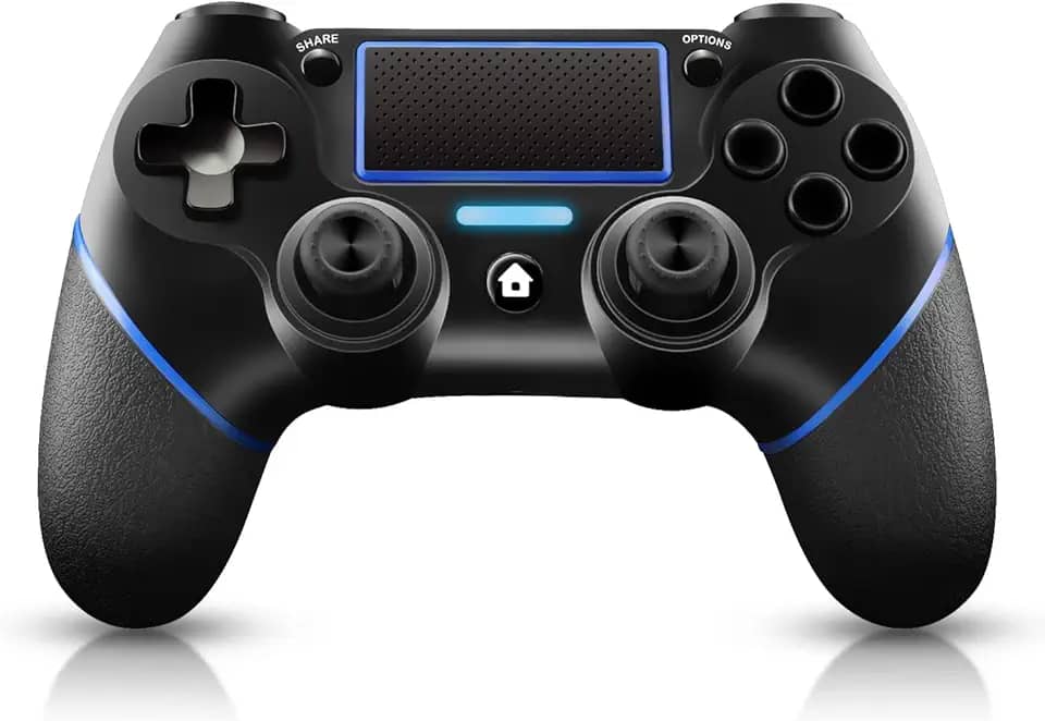 Controle Sem Fio PS4 para PlayStation 4/Pro/Slim/PC Laptop, Joypad Profissional PS4, Painel de Toque com Vibração Dupla, Modo Instantâneo para Compartilhar Joystick (Azul)