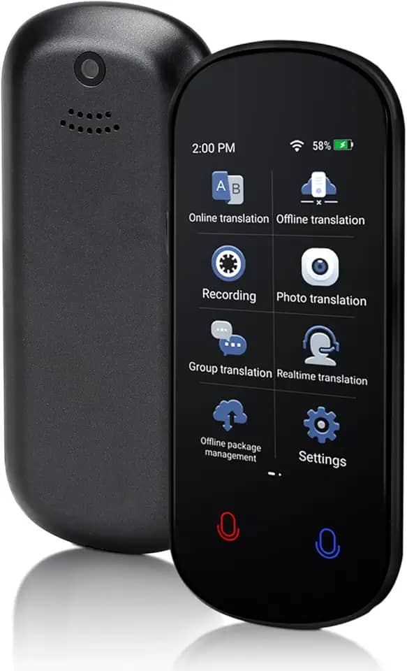 Dispositivo tradutor de idiomas, tradução de voz em tempo real bidirecional, suporta 138 idiomas, offline/gravação/tradução instantânea de foto com tela sensível ao toque HD de 7,6 cm para