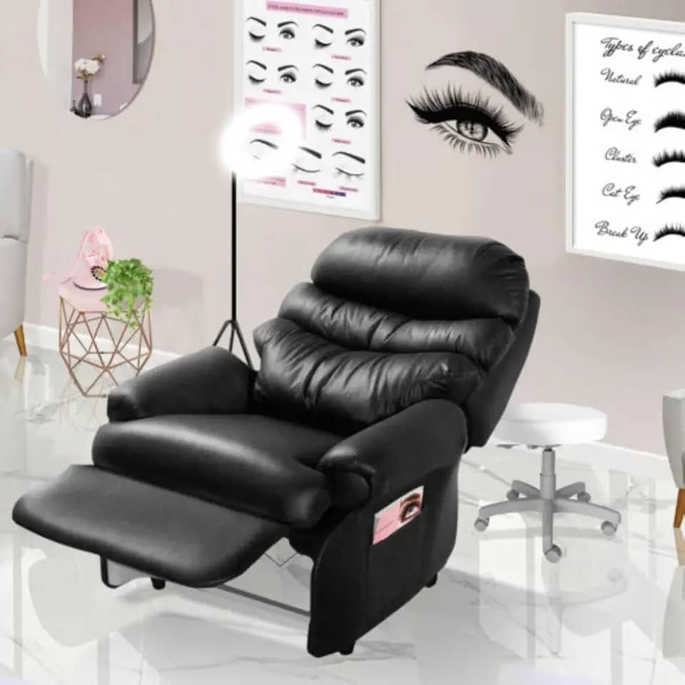 Poltrona Para Extensão De Cílios Reclinável Grande Confortavel Corino Preto
