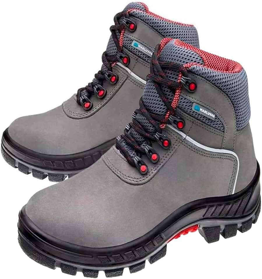 Bota botina Segurança Ocupacional EPI Marluvas Linha Premier 75BPR-PVC cabedal em Nobuck Bico PVC e solado Bidensidade com Estabilizador