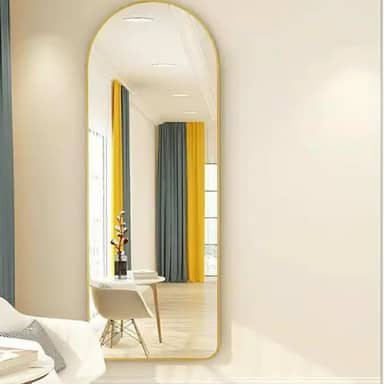 Espelho Oval Chão Suporte Corpo Inteiro Dourado 100x30cm Luxo (Dourado)