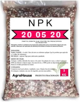 Adubo 20 05 20 Pacote 3kg para Plantas, Flores, Frutas, Coqueiros