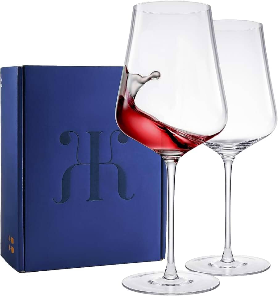 Copos de vinho de cristal fino moderno universal multiuso, taça de vinho mais leve do mundo (88 gramas) haste longa alta durável e resistente | 2 conjuntos de vidro | soprado à mão e sem chumbo,