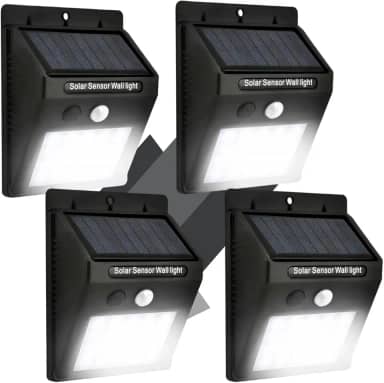 Kit 4 Luminária Solar Led Arandela com Sensor de Presença Automático Luz Externa de Parede Jardim Resistente a Água