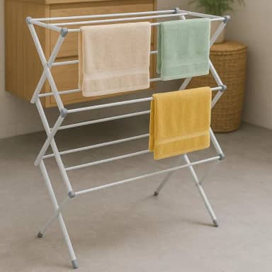 Varal Vertical De Chão Retrátil Dobrável 3 Andares Reforçado Base Antiderrapante 10kg Leve Portátil Para Pequenos Espaços Resistente